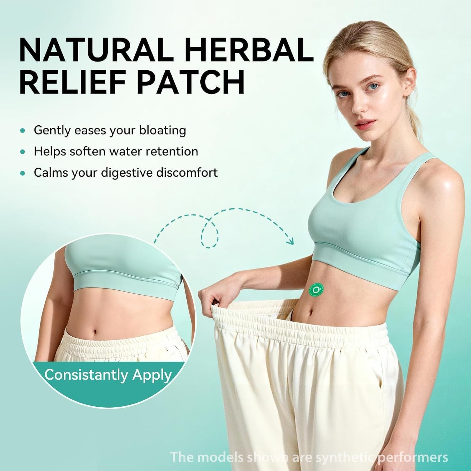 Unpuff Patches for Water Retention & Digestive Support - 30 Patches | Wellness Patch with Dandelion, Fennel, Artichoke, Ginger & Turmeric, Natural Herbal Support