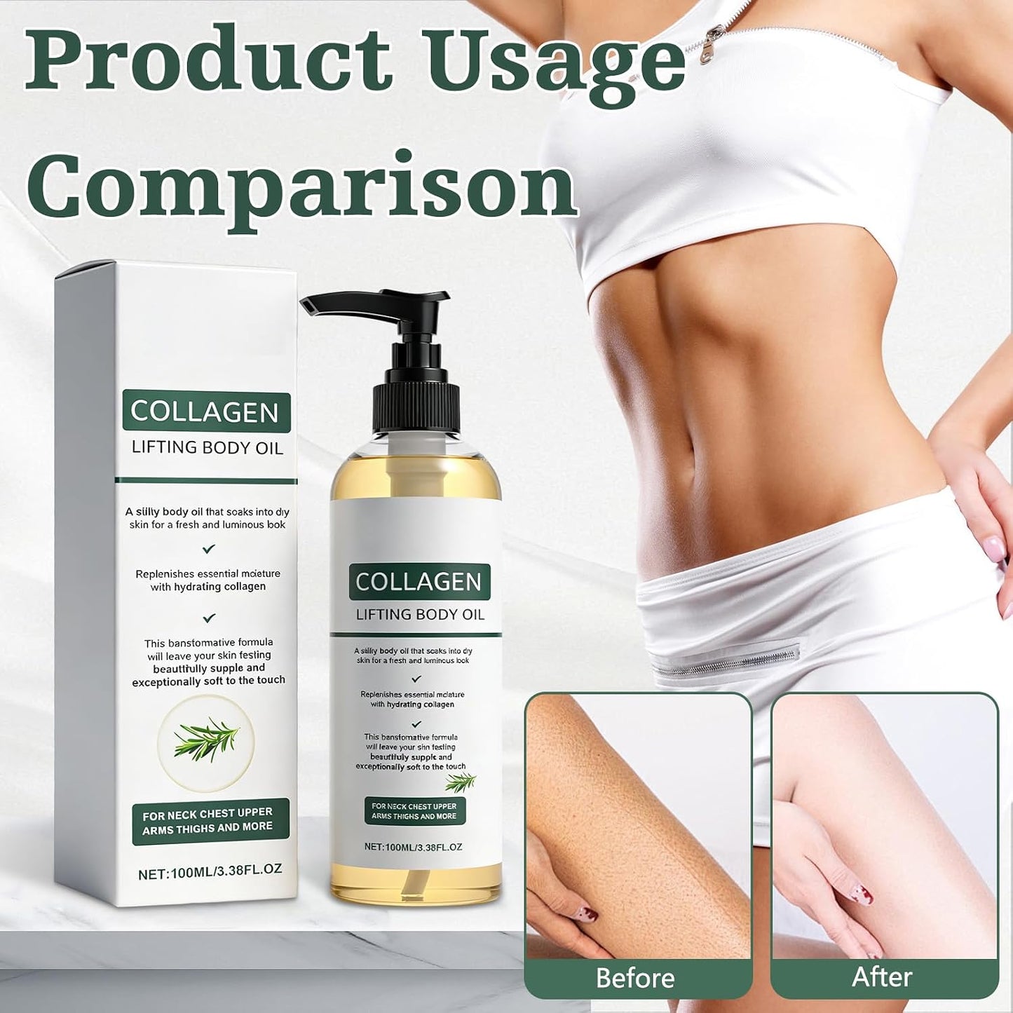 2 Packs Hydrating Collagen Oil for Body & after Shower,Collagen Lifting Body Oil after Shower Moisturizer Collagen Body Oils for Women & Men Lightweight Non-Greasy(1Pcs*3.38 Fl Oz)