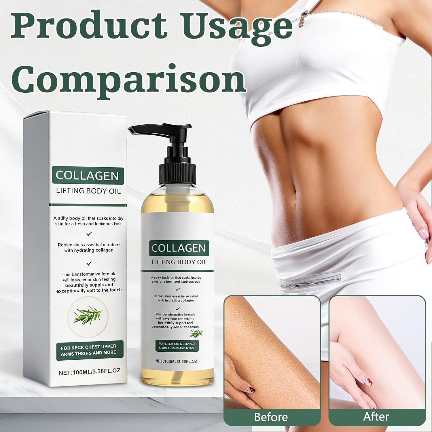 2 Packs Hydrating Collagen Oil for Body & after Shower,Collagen Lifting Body Oil after Shower Moisturizer Collagen Body Oils for Women & Men Lightweight Non-Greasy(1Pcs*3.38 Fl Oz)