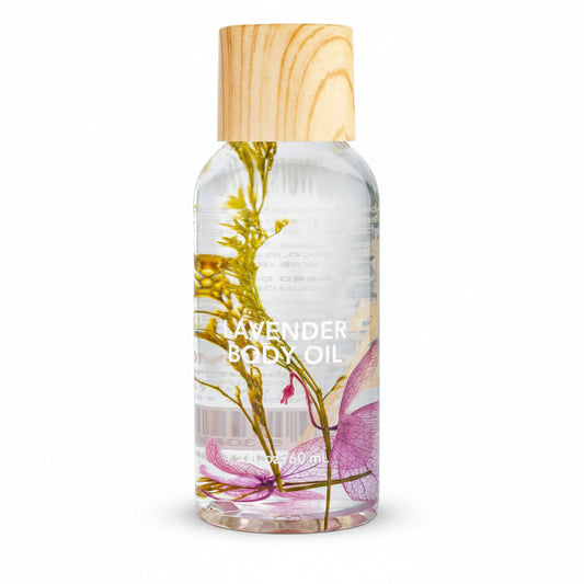 Dry Body Oil with Real Flowers, Purple, Lavender, 2 Fl Oz (60 Ml) | Scented Body Oils for Women Moisturizing and Hydrating Skincare, Vanilla, for Men Mens Cocoa Butter, Carrier, for Essential