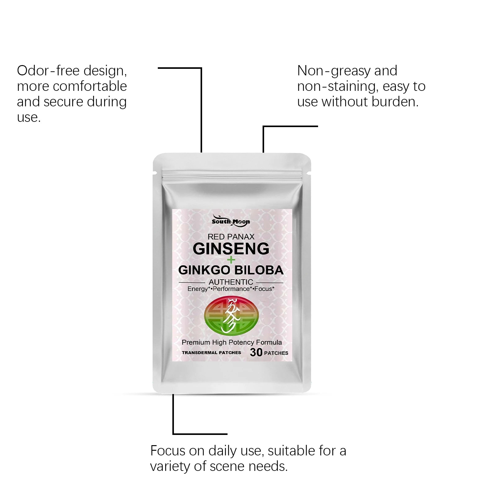 120PCS Energy Support Body Patches Natural Red Ginseng Ginkgo Biloba Collagen Circulation Boost Energy Boost Skincare Patches