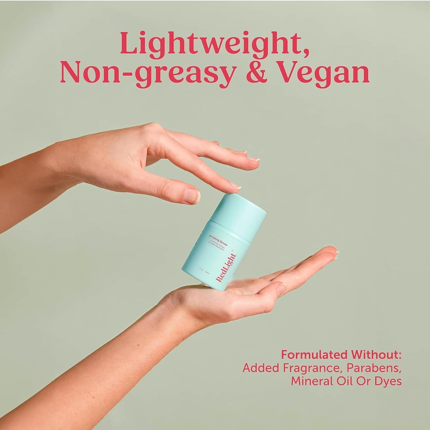 Matcha Red Light Therapy Activation Serum for Face & Neck - Made in USA - Stays Workable a Full Session, No Sticky Drag - Niacinamide, Hyaluronic Acid & Ceramides - Fragrance-Free, 1 Fl Oz