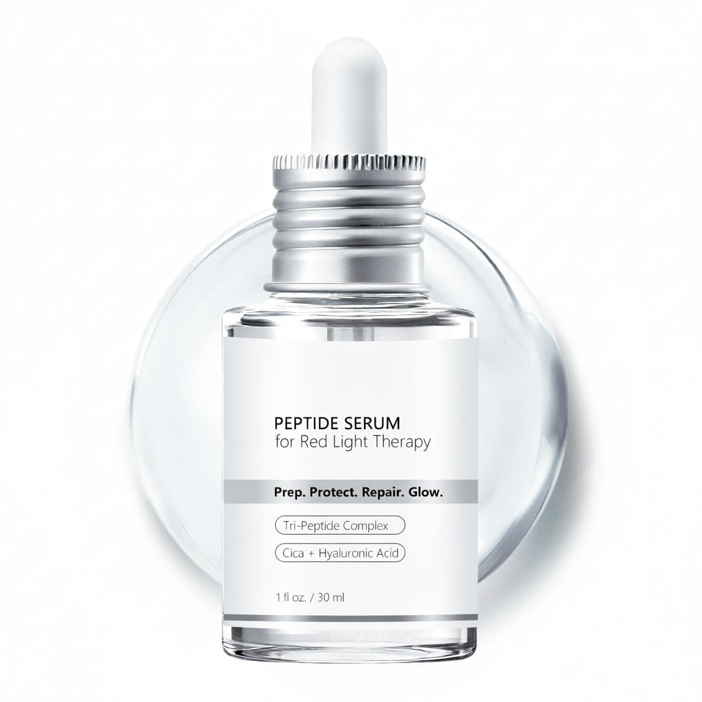 Red Light Therapy Peptide Serum, LED Activation Serum for Face and Neck with Peptides, Niacinamide, Cica & Hyaluronic Acid, Hydrating, Soothing, Firming & Anti-Aging, 1 Fl. Oz