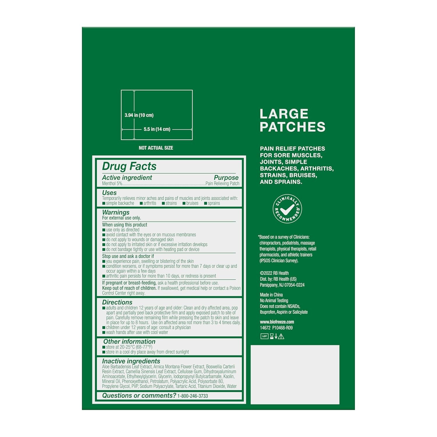 Pain Relief Patch, Large, 5 Patches