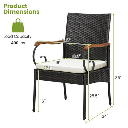 7 Pieces Patio Wicker Dining Set with Detachable Cushion and Umbrella Hole