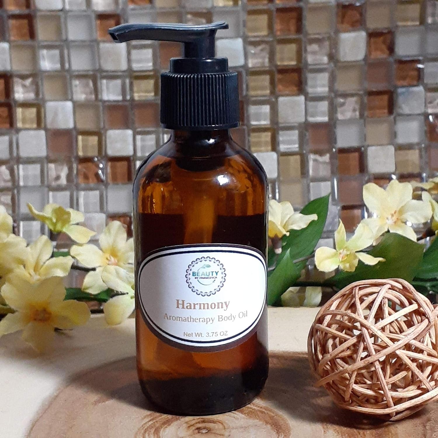 Harmony Aromatherapy Body Oil - Moisture for Dry and Mature Skin - anti Aging Oil with Rice Bran and Grapeseed Oil (3.75 OZ)