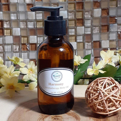 Harmony Aromatherapy Body Oil - Moisture for Dry and Mature Skin - anti Aging Oil with Rice Bran and Grapeseed Oil (3.75 OZ)
