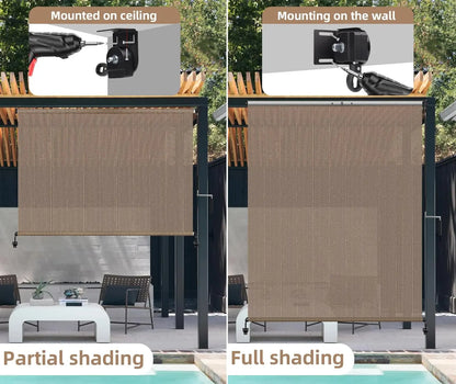 Cordless Outdoor Roller Shade UV Blocking Privacy Screen For Patio