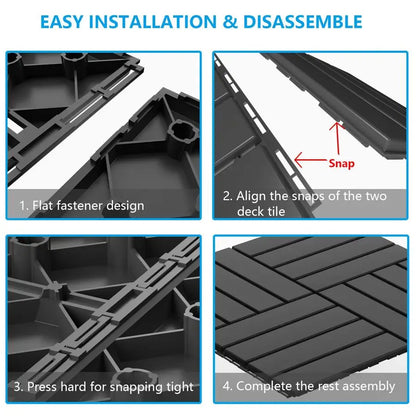 Interlocking Plastic Deck Tiles Patio Waterproof Outdoor Flooring