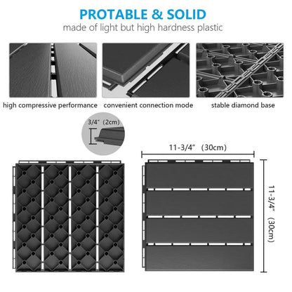 Interlocking Plastic Deck Tiles Patio Waterproof Outdoor Flooring