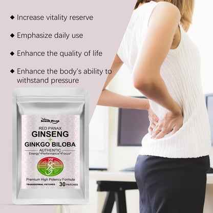 120PCS Energy Support Body Patches Natural Red Ginseng Ginkgo Biloba Collagen Circulation Boost Energy Boost Skincare Patches