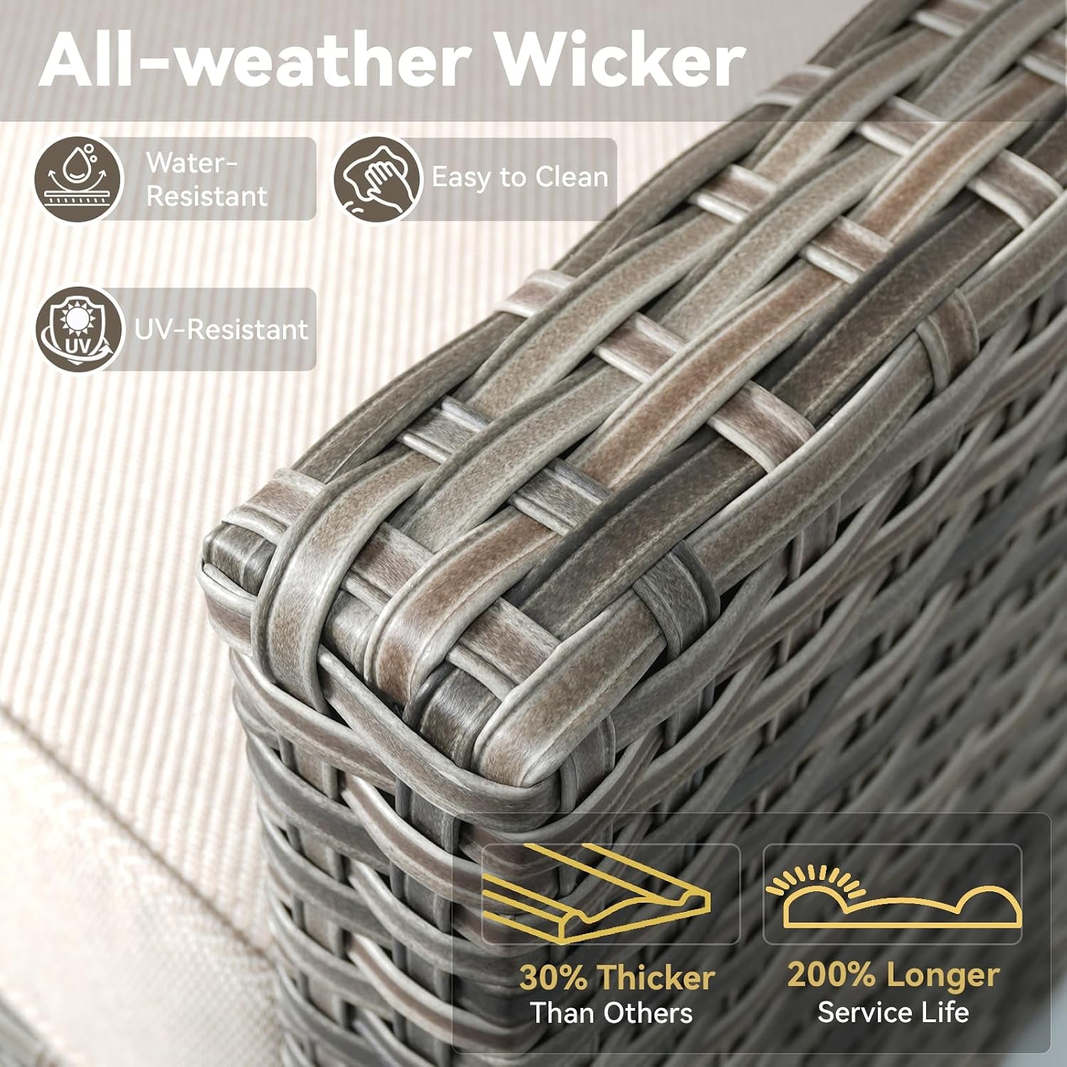 Outdoor Patio Furniture Set-5 Pieces All-Weather Wicker Outdoor Furniture with Swivel Patio Chairs Outdoor Patio Conversation Set for Garden Porch Deck Grey/Beige