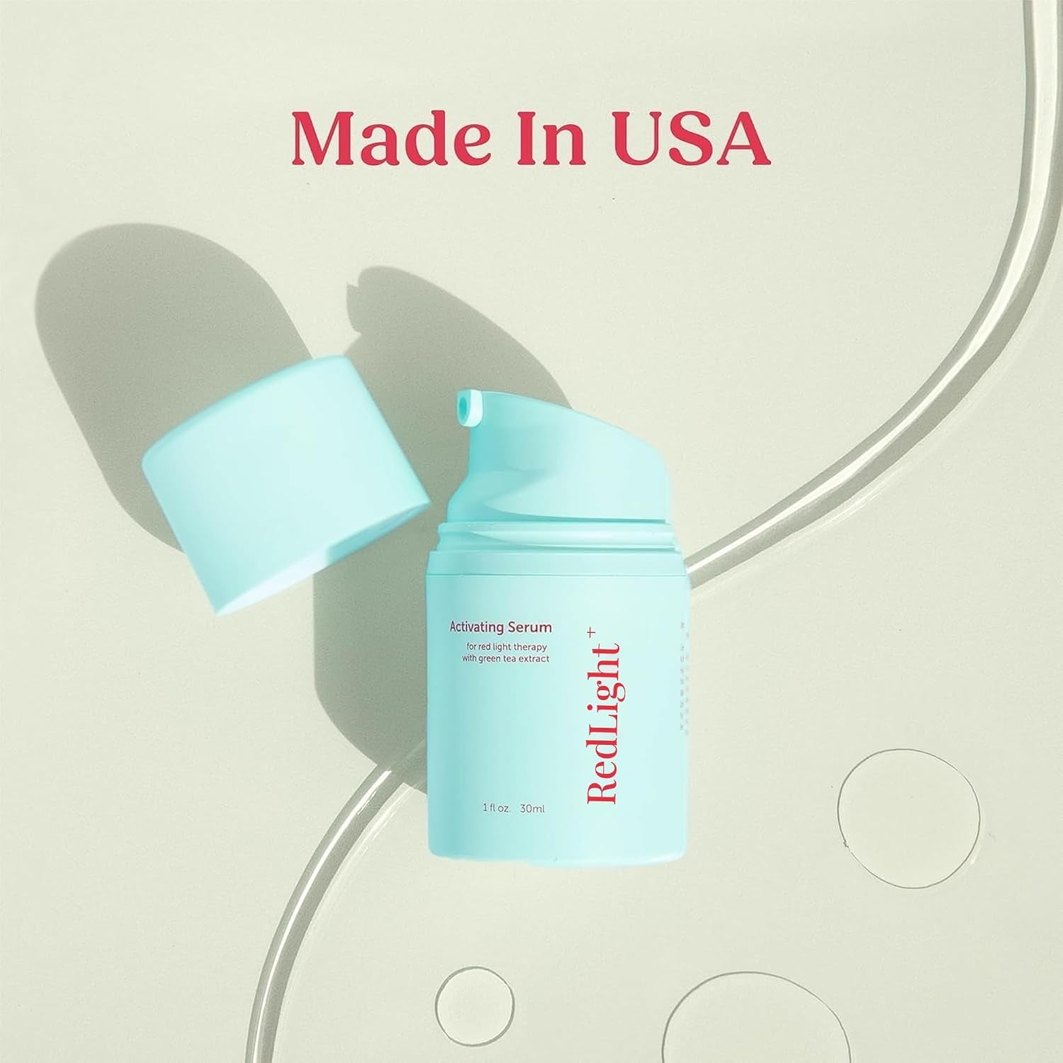 Matcha Red Light Therapy Activation Serum for Face & Neck - Made in USA - Stays Workable a Full Session, No Sticky Drag - Niacinamide, Hyaluronic Acid & Ceramides - Fragrance-Free, 1 Fl Oz
