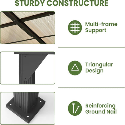 10 * 12FT Pergola,4 * 5 Inch Thickened Pillars & Enlarged Base,Outdoor Hardtop Lean to Gazebo,Wall Mounted Pergola,Pergolas Gazebos Clearance,Aluminum Frame Pergola,Uv Resistant Patio Roof
